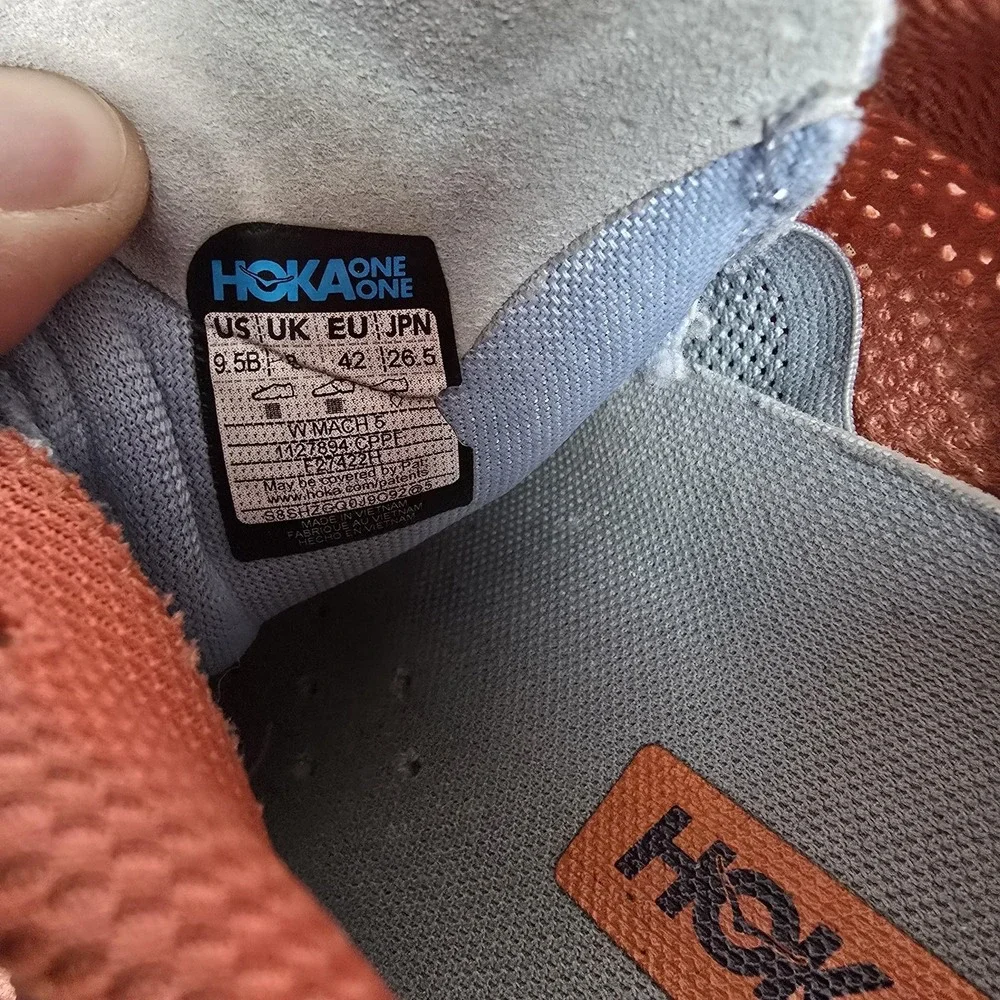 Hoka Shoes Womens Size 9.5B Orange Mach 5 Performance Running Athletic Sneakers